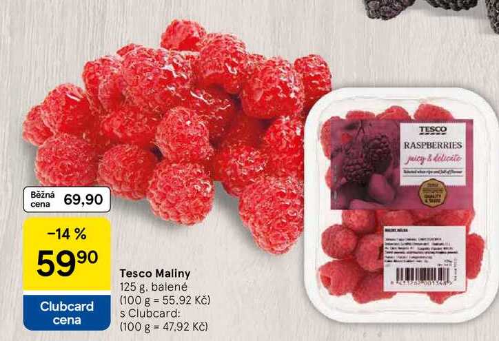 Tesco Maliny, 125 g, balené 