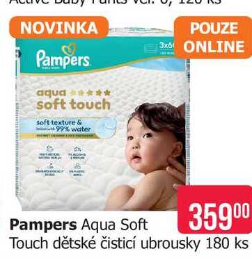 Pampers Aqua Soft Touch dětské čisticí ubrousky 180 ks 