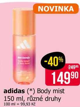 Adidas Body mist 150 ml, různé druhy 