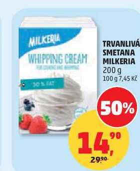 TRVANLIVÁ SMETANA WHIPPING MILKERIA, 200 g  v akci