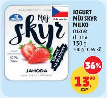 JOGURT MŮJ SKYR MILKO různé druhy, 130 g 