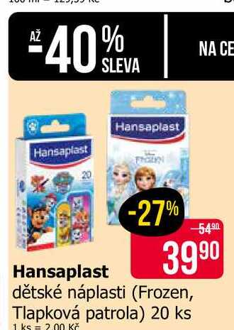 Hansaplast dětské náplasti (Frozen, Tlapková patrola) 20 ks 