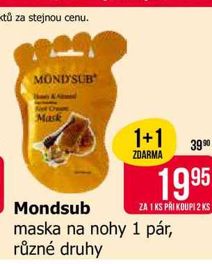 Mondsub maska na nohy 1 pár, různé druhy 