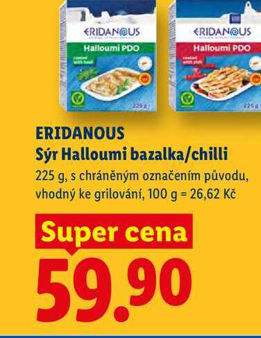 ERIDANOUS Sýr Halloumi bazalka/chilli, 225 g 