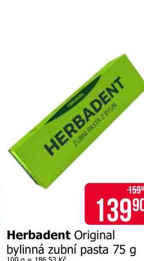 Herbadent Original bylinná zubní pasta 75 g 