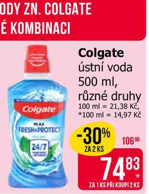 Colgate ústní voda 500 ml, různé druhy 