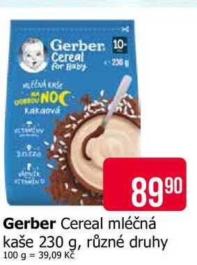 Gerber Cereal mléčná kaše 230 g, různé druhy
