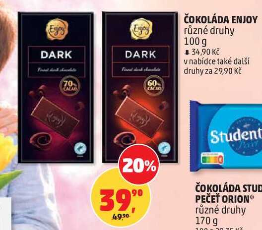 ČOKOLÁDA ENJOY různé druhy, 100 g 