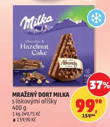 MRAŽENÝ DORT MILKA s lískovými oříšky, 400 g 