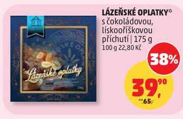LÁZEŇSKÉ OPLATKY s čokoládovou, lískooříškovou příchutí, 175 g  v akci