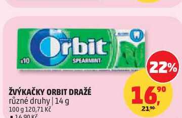 ŽVÝKAČKY ORBIT DRAŽÉ různé druhy, 14 g