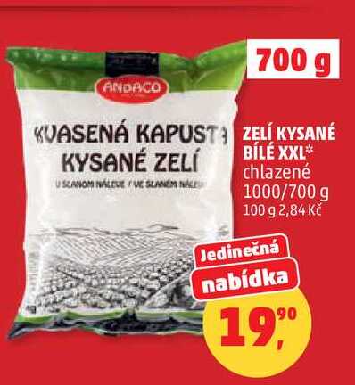 ZELÍ KYSANÉ BÍLÉ XXL chlazené, 1000/700 g  