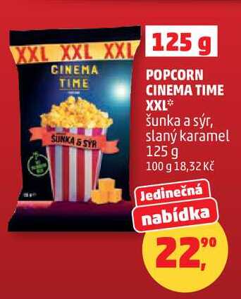 POPCORN CINEMA TIME XXL šunka a sýr, slaný karamel, 125 g 