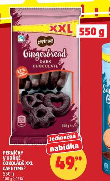 PERNÍČKY V HOŘKÉ ČOKOLÁDĚ XXL CAFÉ TIME, 550 g 