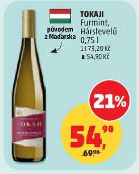 TOKAJI Furmint, původem Hárslevelű z Maďarska, 0,75 l