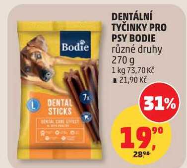 DENTÁLNÍ TYČINKY PRO PSY BODIE různé druhy, 270 g  