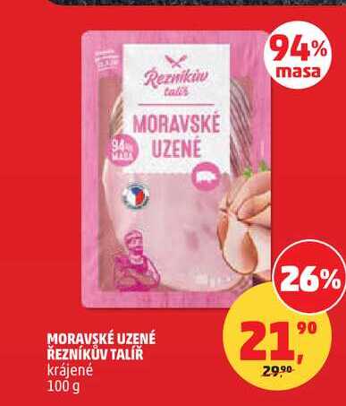 MORAVSKÉ UZENÉ ŘEZNÍKŮV TALÍŘ krájené, 100 g 