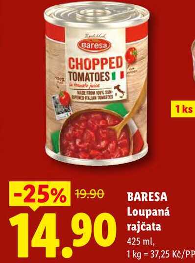 BARESA Loupaná rajčata, 425 ml  