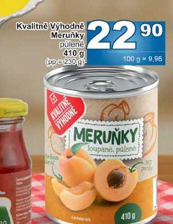 Kvalitně Výhodně Meruňky půlenė 410 g (pp=230 g) 