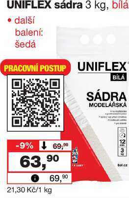 UNIFLEX sádra 3 kg, bílá 