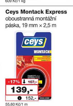 Cena Montack Express oboustranná montážní páska, 19 mm x 2,5 m 
