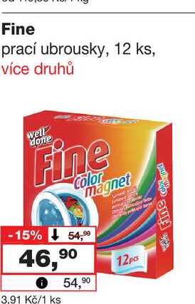 Fine prací ubrousky, 12 ks
