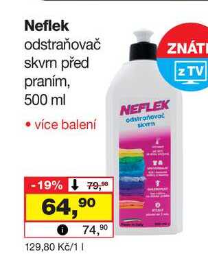 Neflek odstraňovač skvm před praním, 500 ml 