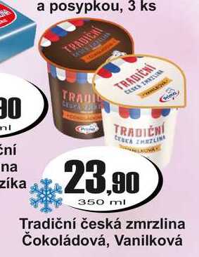 Tradiční česká zmrzlina Čokoládová, Vanilková 350 ml