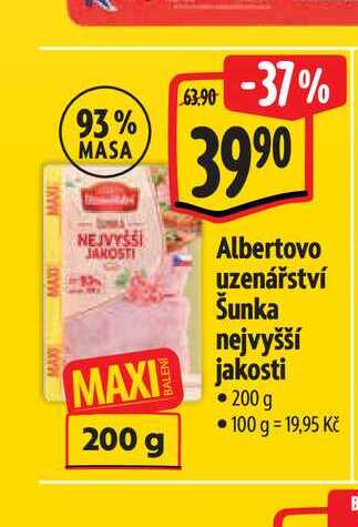   Albertovo uzenářství Šunka nejvyšší jakosti 200 g 