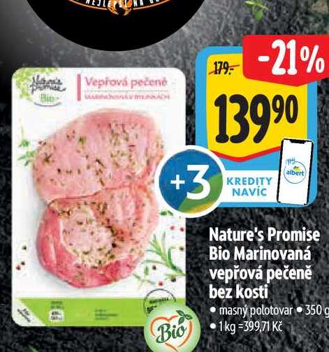 Nature's Promise Bio Marinovaná vepřová pečeně bez kosti
