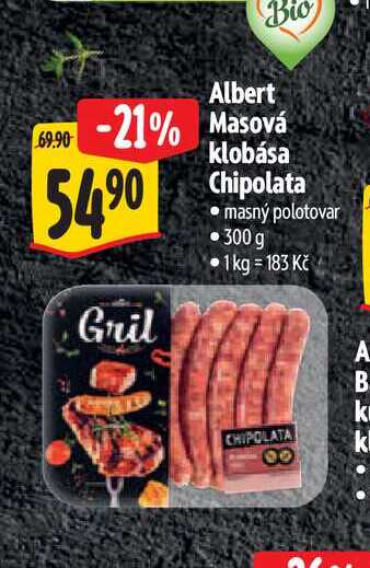 Alber Masová klobása Chipolata 300 g