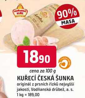 KUŘECÍ ČESKÁ ŠUNKA 100g