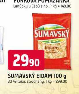 ŠUMAVSKÝ EIDAM 100 g 30% tuku, strouhaný