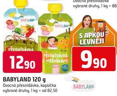 BABYLAND 120 g Ovocná přesnídávka, kapsička vybrané druhy