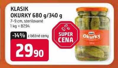 KLASIK OKURKY 680 g/340 g 7-9 cm, sterilované