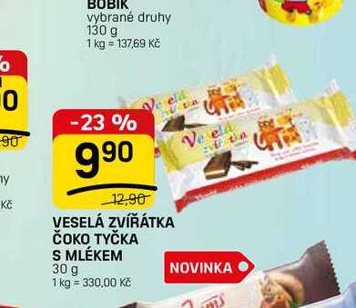 VESELÁ ZVÍŘÁTKA ČOKO TYČKA S MLÉKEM 30 g