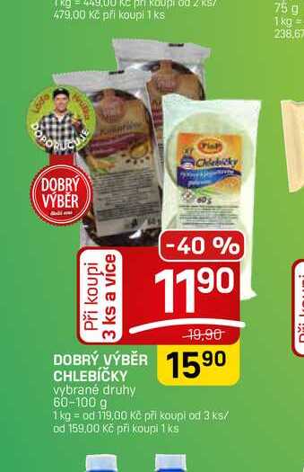 DOBRÝ VÝBĚR CHLEBÍČKY vybrané druhy 60-100 g