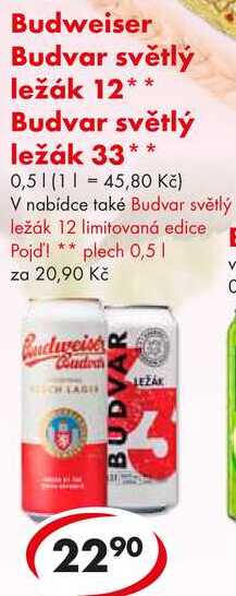 Budweiser Budvar světlý ležák 33, 0,5 l