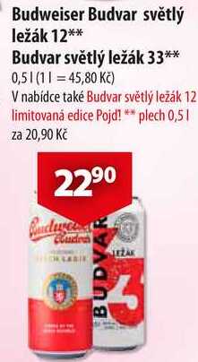 Budweiser Budvar světlý ležák 33, 0,5 l