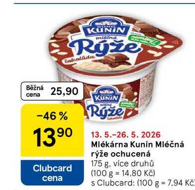 Mlékárna Kunín Mléčná rýže ochucená, 175 g