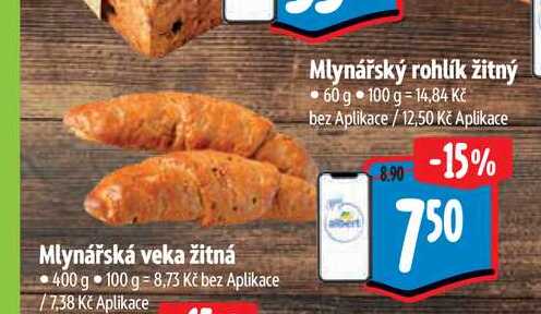   Mlynářský rohlík žitný  60 g 