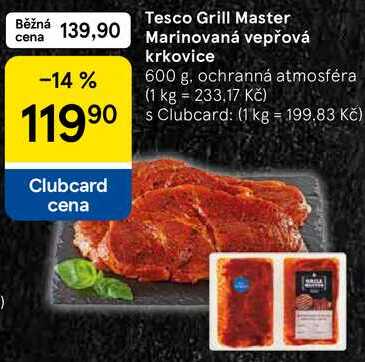 Tesco Grill Master Marinovaná vepřová krkovice, 600 g 