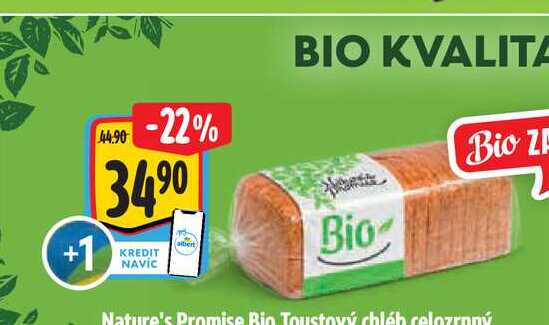   Nature's Promise Bio Toustový chléb celozrnný 400 g