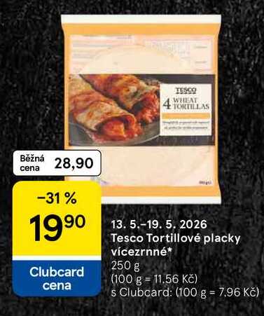Tesco Tortillové placky vícezrnné, 250 g 