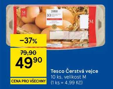 Tesco Čerstvá vejce, 10 ks. velikost M  
