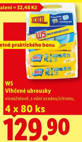 W5 3Vlhčené ubrousky, 4x 80 ks
