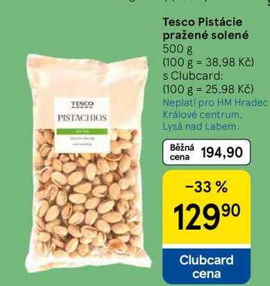 Tesco Pistácie pražené solené, 500 g 
