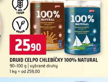 DRUID CELPO CHLEBÍČKY 100% NATURAL 90-100 g vybrané druhy 