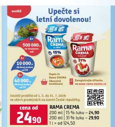 RAMA CREMA 200 ml 15 % tuku 200 ml 31 % tuku  v akci