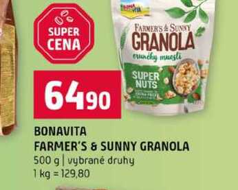 BONAVITA FARMER'S & SUNNY GRANOLA 500 g vybrané druhy